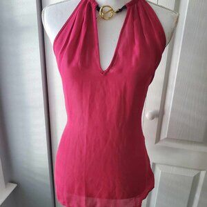 Michael Kors Womens Sleeveless Fuschia Red Top Size XL